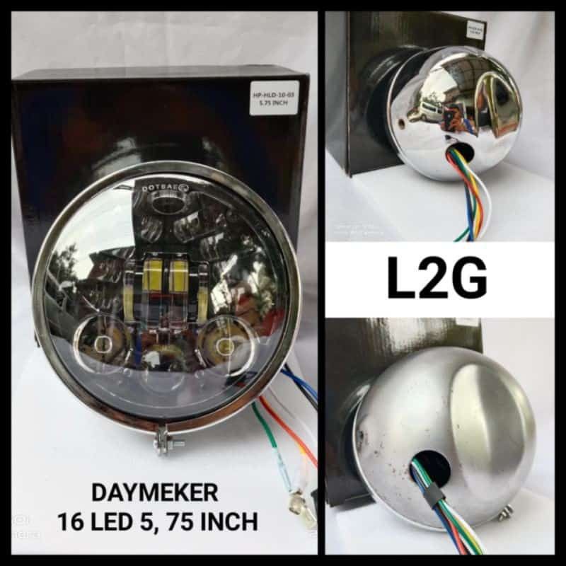 batok l2g set daymaker 5,7 inch 16 led / lampu depan cb gl megapro tiger japstyle herex / batok lamp