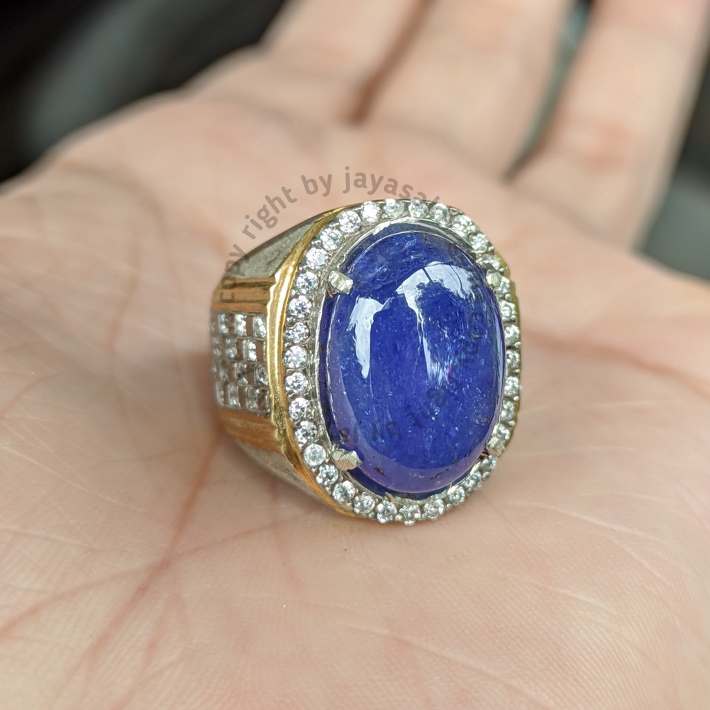 Natural Royal Blue Tanzanite Ring Perak Mewah Free Memo Lab JSB 04