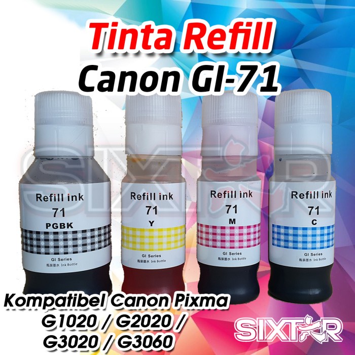 Tinta Refill Isi Ulang Printer CANON GI71 GI-71 G1020 G2020 G3020 G3060 Kompatibel Pengganti Original Ink Bottles