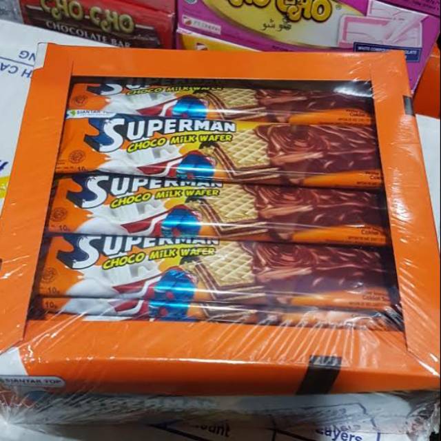 

SUPERMAN CHOCO MILK WAFER 1BOX ISI 20PCS