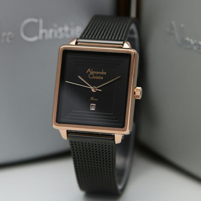 JAM TANGAN WANITA ALEXANDRE CHRISTIE AC 2851 / AC2851 ROSEGOLD BLACK ORIGINAL