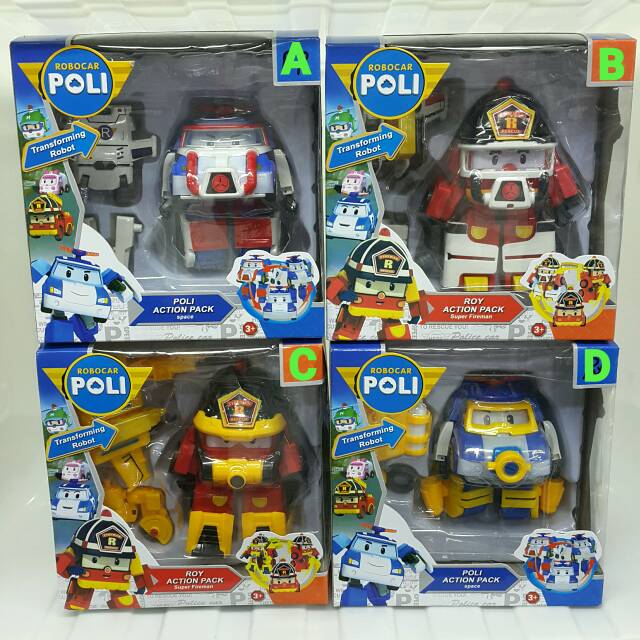 ROBOCAR POLI SPACE/ROY PEMADAM ACTION PACK SUPER FIRE MAN Robot Transformation To Car Mainan Anak