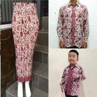 Couple family Jihan rok  instan plisket  kombi kemeja batik  