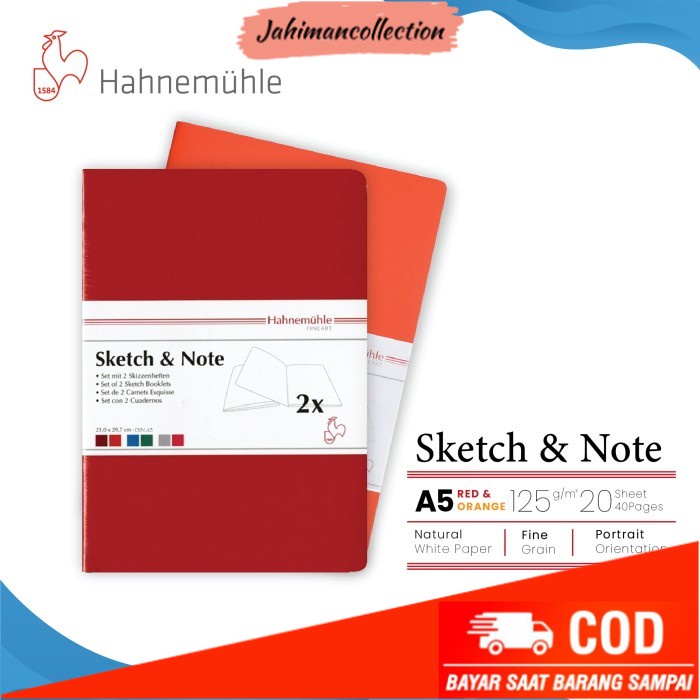 

✨ BISA COD ✨ Buku Sketsa Hahnemuhle Sketch & Note A5 Stitch Bound Sketchbook - RED & ORANGE