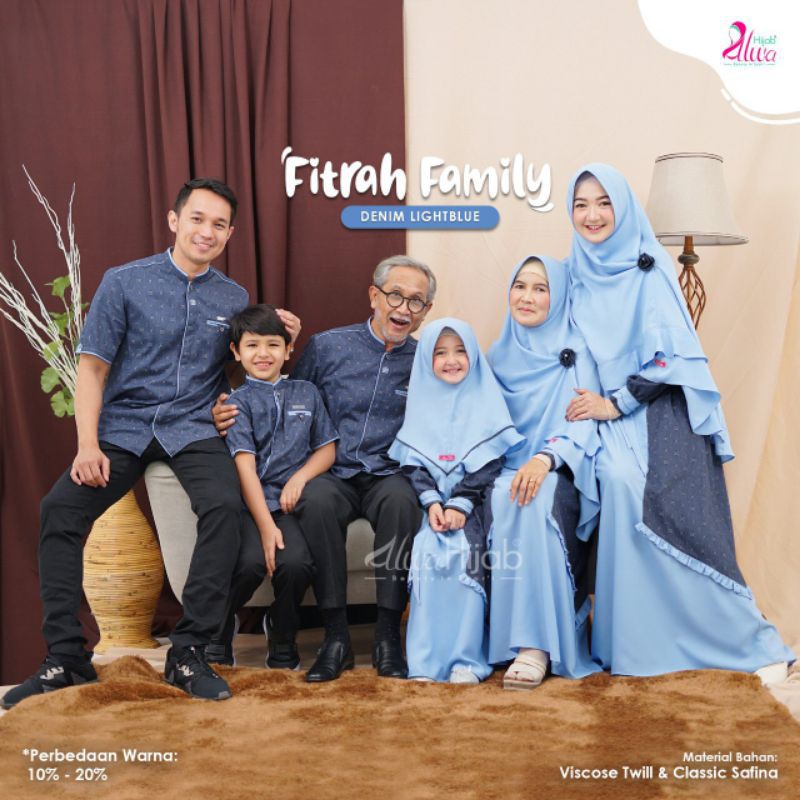 READY COUPLE Gamis Koko Fitrah Family Series by Alwa Hijab Ice Blue Denim