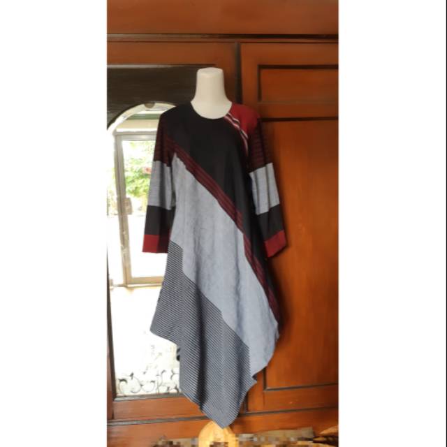 Tunik tenun lurik kombinasi