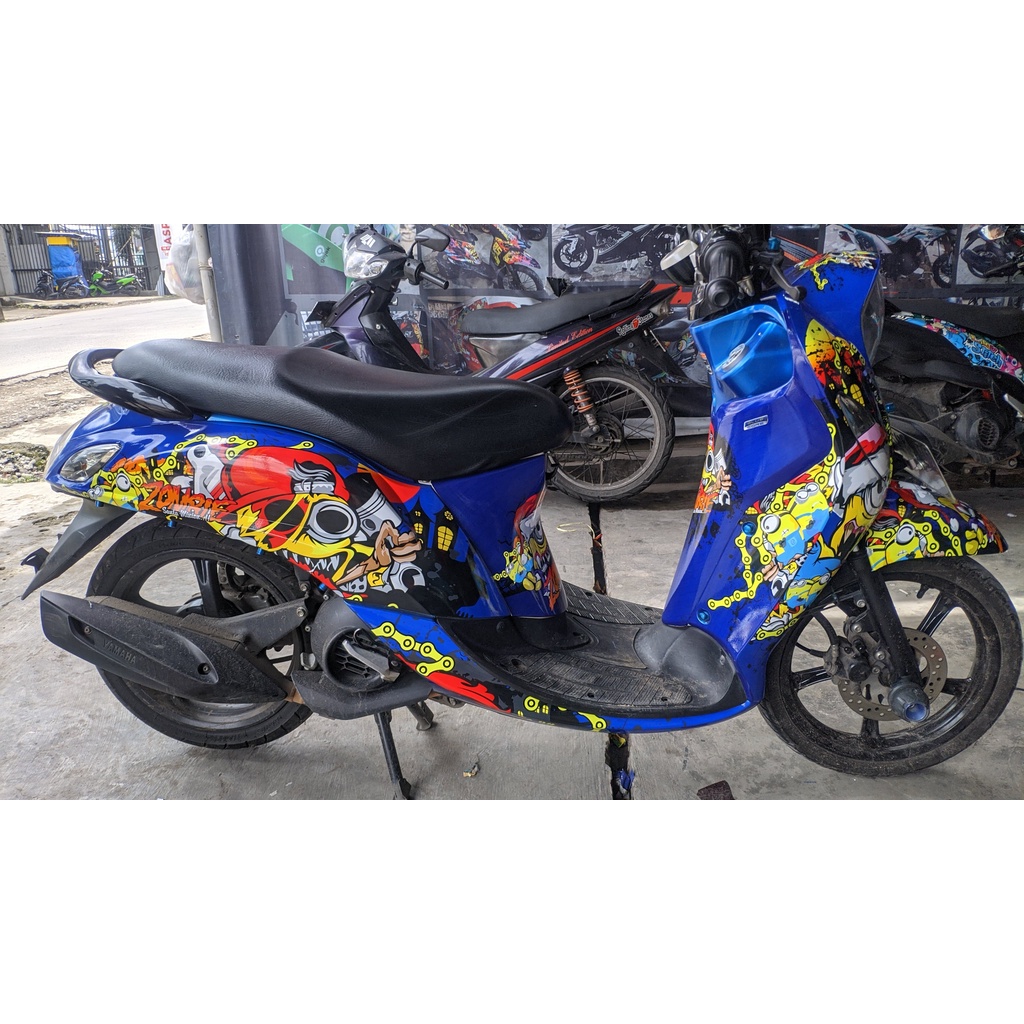 Stiker Fino 125 Decal Full Body Fino Grande, Sporty Premium Minion Zombie Blue Glossy