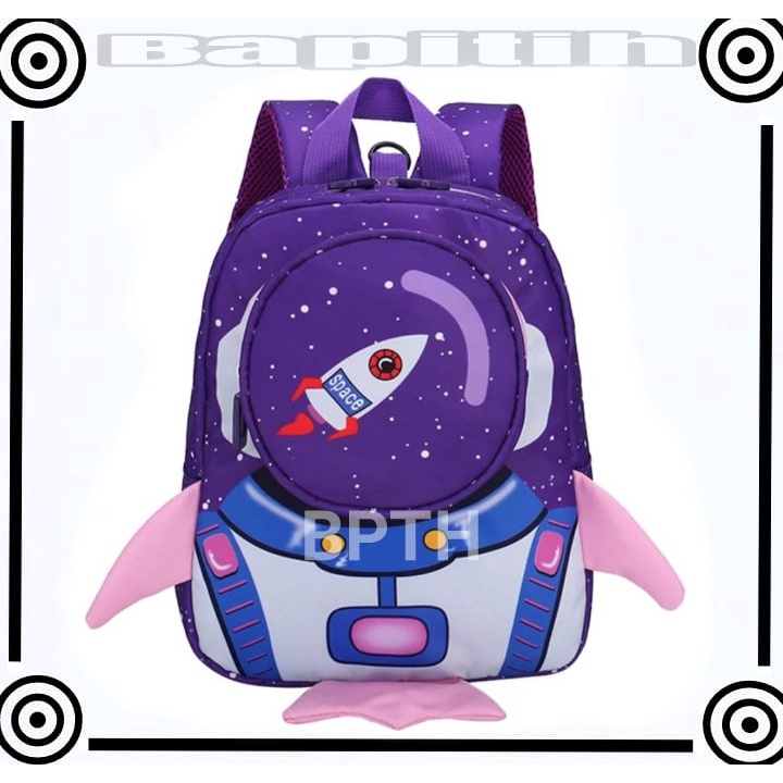 BPT/ Tas Ransel Anak Laki laki Waterproof motif ROKET/ Astronot tas sekolah Anak TK SD  Ransel Import ransel tahan air kado ultah anak cowo