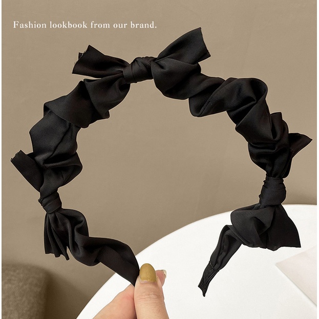 Bando Korea Perempuan Dewasa Motif Scrunchie 3 Pita Aksesoris Rambut Wanita fashion import AK184
