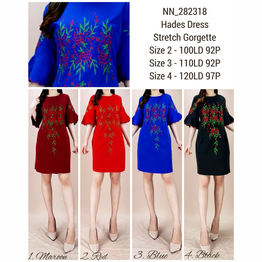 PARTY DRESS EDITH LENGAN TEROMPET STRETCH HIGH QUALITY LD 100 - 120 BIG SIZE / DRESS PESTA BORDIR