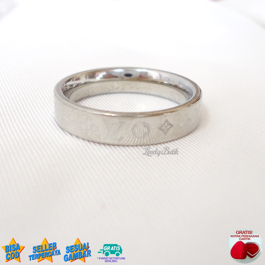 Lovelybutik Cincin Titanium Wanita  Anti Karat Anti Luntur 3vi Cincin Cewek Titanium Bonus Kotak Perhiasan