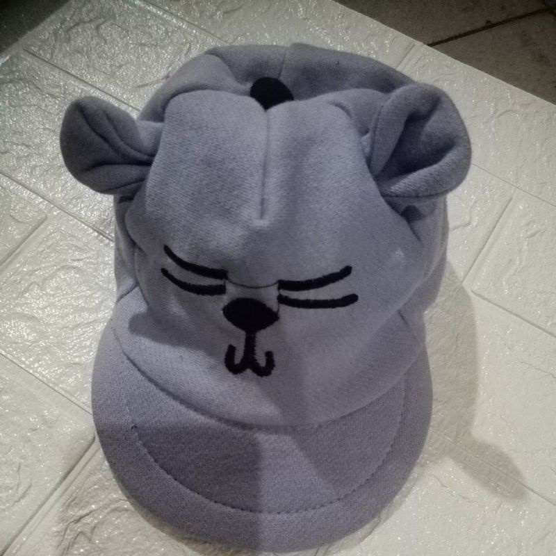 LYSASHOP - Topi Anak Bayi Lucu Motif Kucing/Topi Kupluk Bayi-Ungu