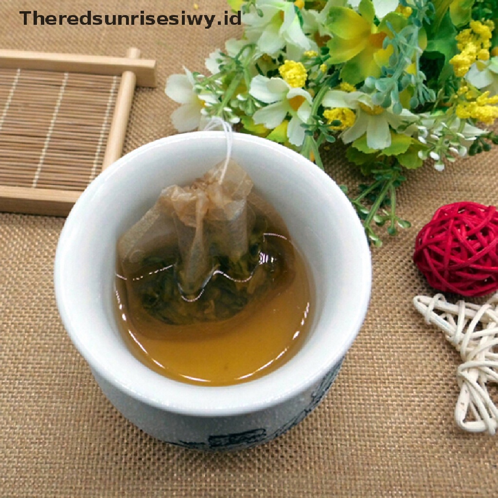 (Theredsunrisesiwy.Id) 100pcs / Lot Kantong Filter Teh Herbal Bentuk Bulat Dengan Tali