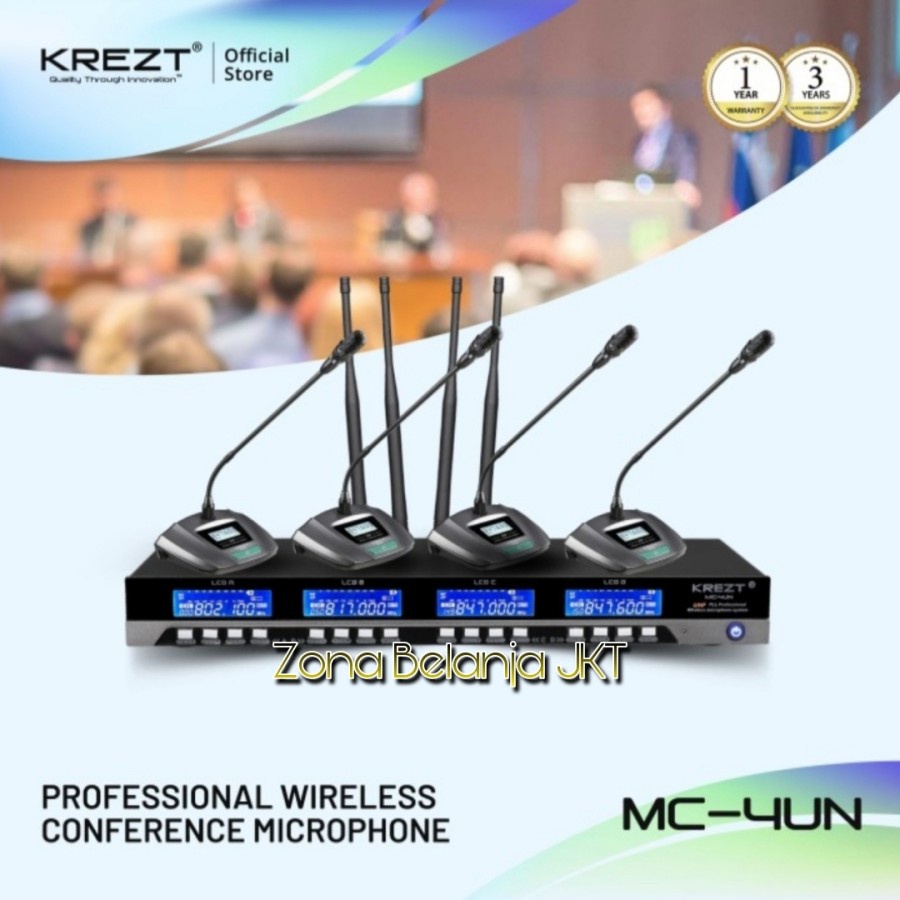 Microphone  Mic Wireless Conference KREZT MC 4UN Original Microphone Conference Podium Wireless 4 Channel Mic Rapat Original