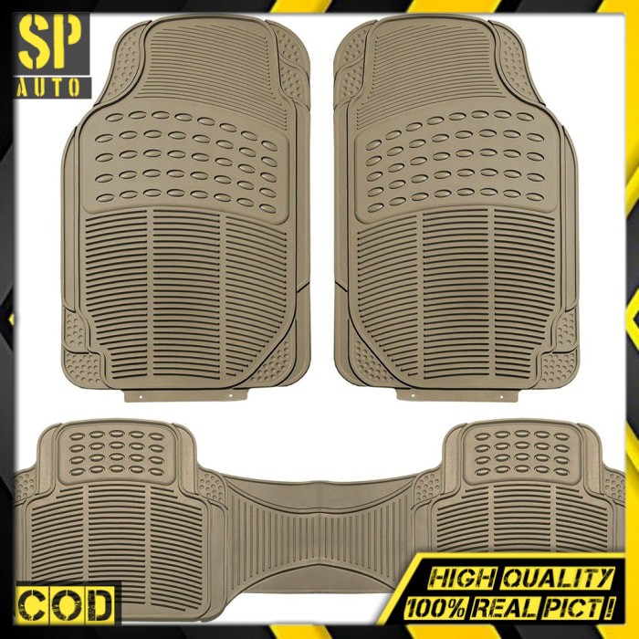 Karpet Mobil PVC Ukuran Universal 3 pcs 2 baris depan belakang Fit Car interior Floor Mats