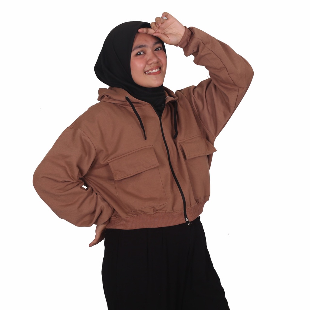 Zarra Crop Hoodie - Jaket Crop Hoodie Wanita