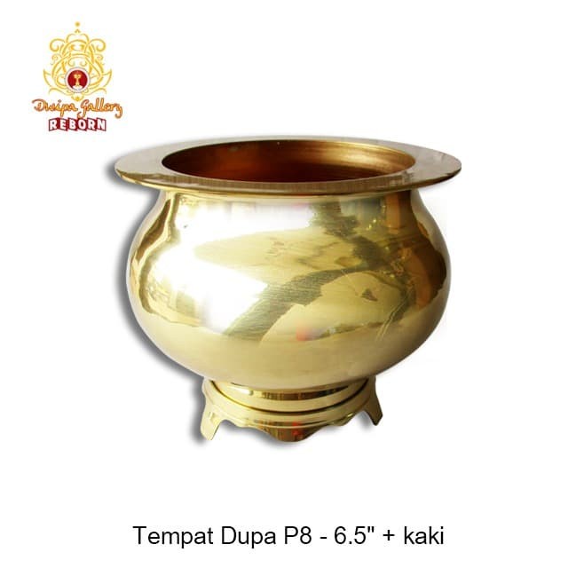 Hiolo (Tempat dupa/ Bokor) Kuningan P8 - 6.5&quot; + Kaki