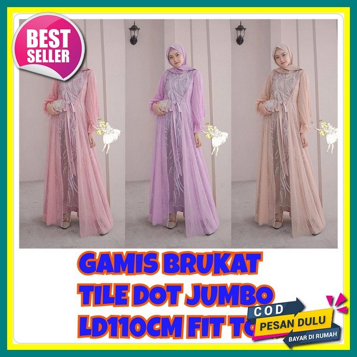Jildan Bahan Moscrepe Mix Tile Dress Wanita Korean Style Dress Wanita Muslim Dress Wanita Terbaru 20
