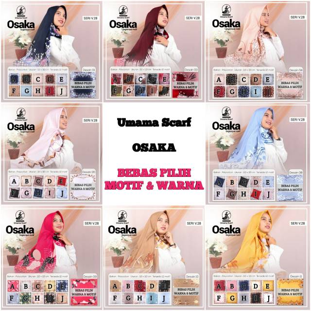 Jilbab UMAMA Osaka Ecer bebas pilih Motif dan Warna
