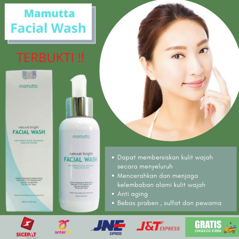 Whitening Facial Wash Sabun Cuci Muka Natural Alami Pembersih Pemutih Wajah Pria Wanita Mamutta