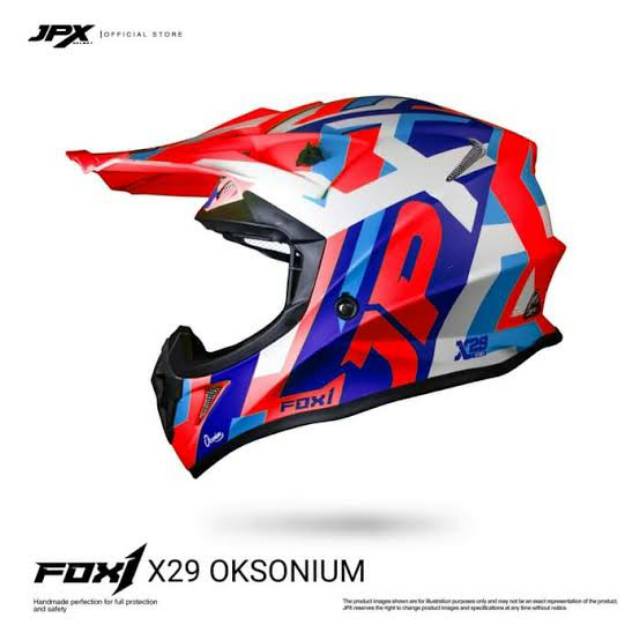 Helm Cross JPX Fox1 motif X29 Red Fluoroscent + goggle 100% murah (2kg)