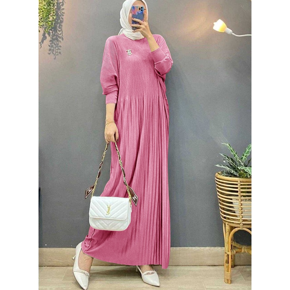 O2 Fashion / Lidya maxi jumbo / bisa cod / pakaian muslim wanita / gamis knit / gamis rajut import