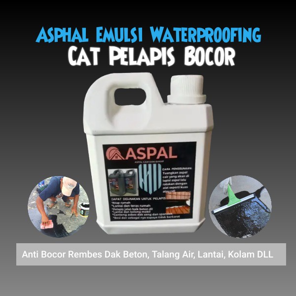 Cat Cair Lem Perekat Penambal Lantai Bocor Atap Dinding Retak Aspal Cair Waterproofing 1 Kg