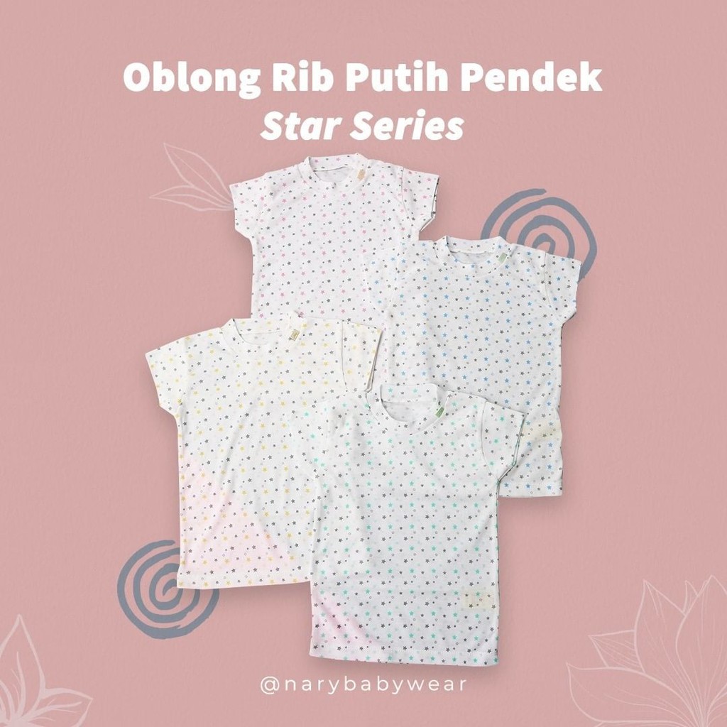 Nary Oblong Bayi Tipis Tangan Pendek Motif Star Putih &amp; Warna Series