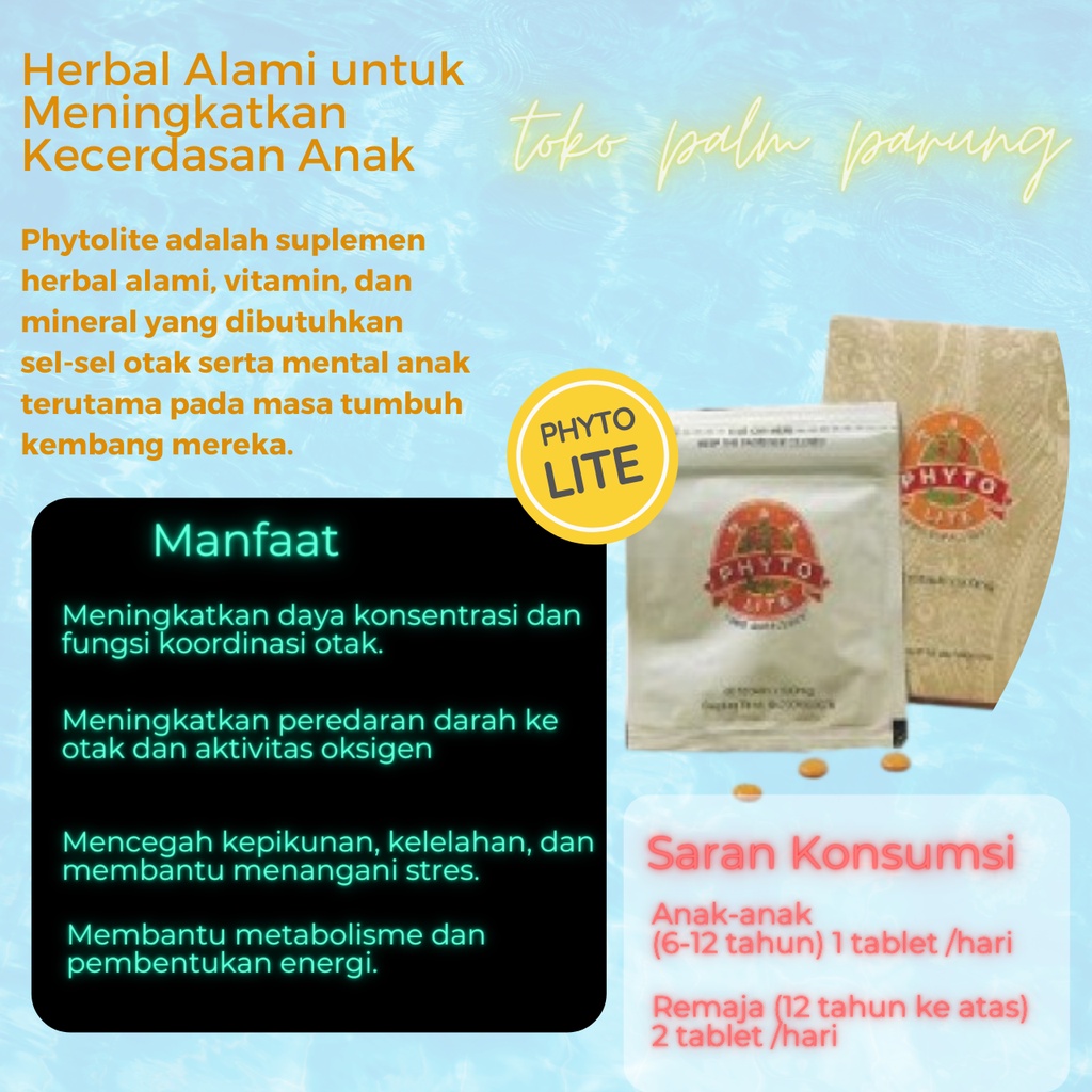 CNI Phyto Lite Vitamin Kecerdasan Otak Herbal Alami Untuk Perkembangan Mental Anak Phytolite Isi 20 Tablet