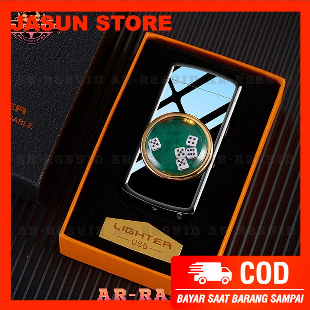 BISA COD! Korek Api Elektrik Double Arc Plasma USB Lighter Casino HT-2102 1903