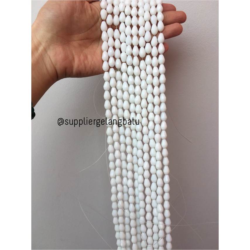 kristal Tetes ceko 13mm x 8mm WHITE DOFF beads crystal Putih Susu aksesoris craft pria wanita model