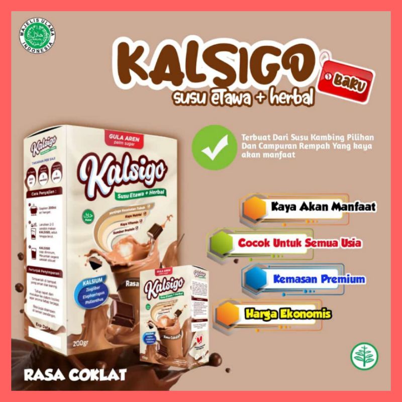 KALSIGO SUSU KAMBING ETAWA BUBUK RASA COKLAT DENGAN GULA AREN