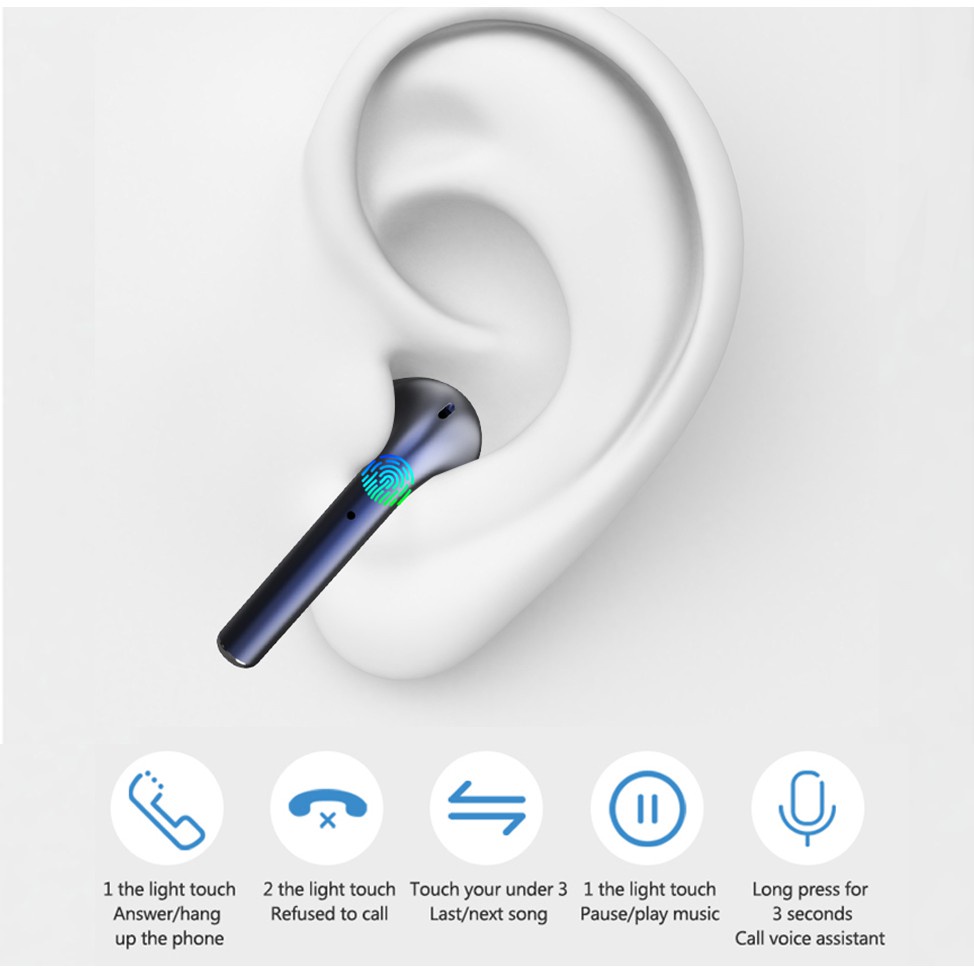 (HOT) TWS Bluetooth I12 5.0 Earphone Earbud Olahraga Wireless Earphones Nirkabel Headset With Mic