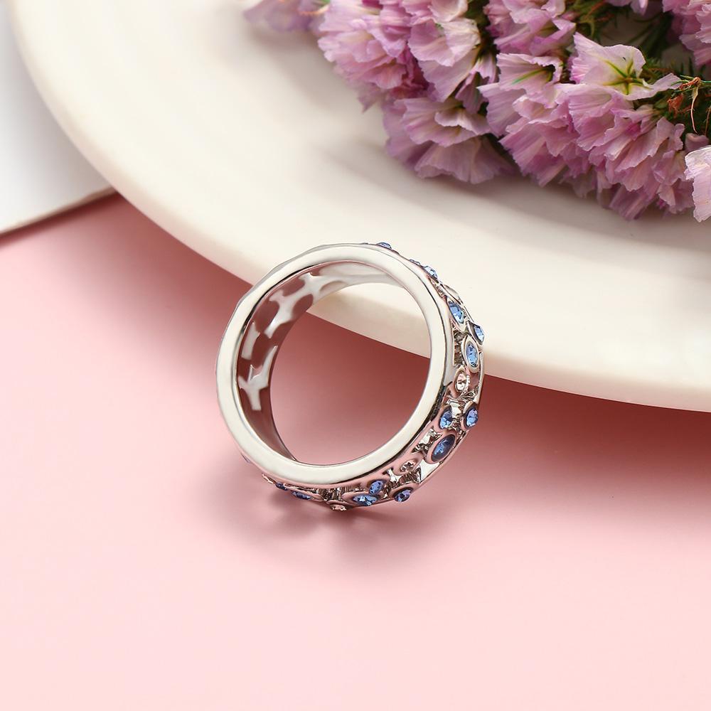 Lily 1PC Cincin Batu Biru Bahan Alloy Perhiasan Kepribadian Untuk Wanita