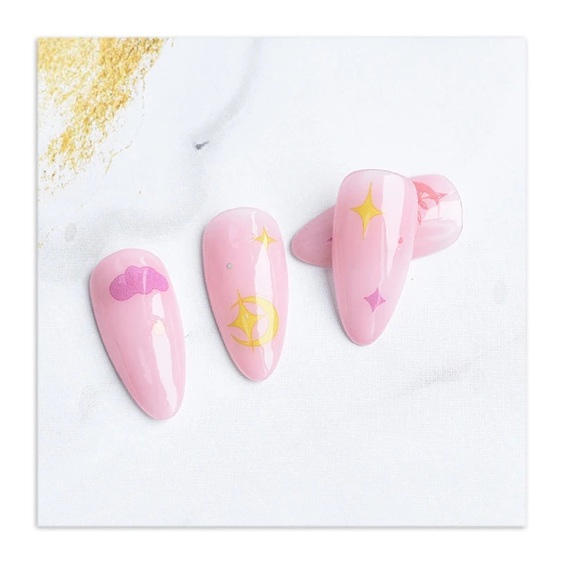 Stiker Kuku 3D Motif Awan Bintang Dengan Perekat Untuk Nail Art