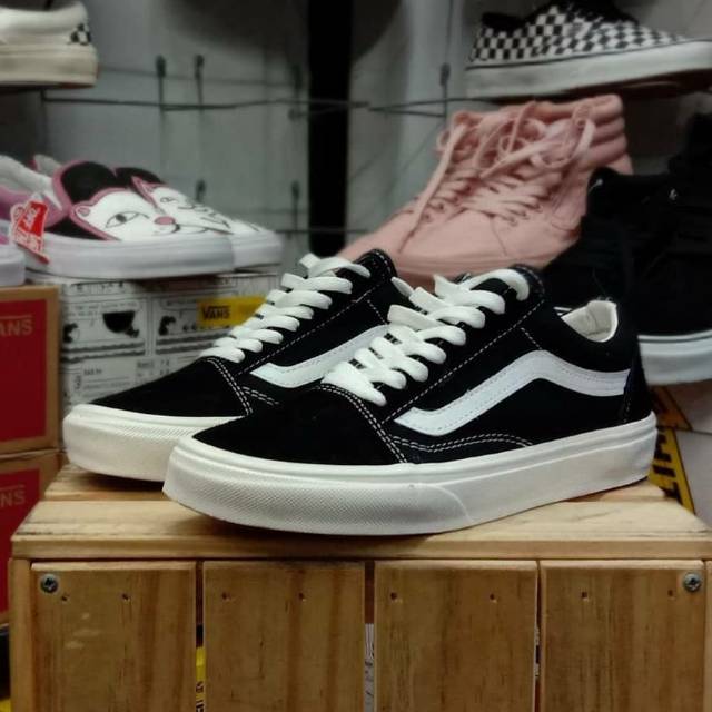 100% PREMIUM SEPATU VANS OLDSKOOL OG IVORY BLACK WHITE