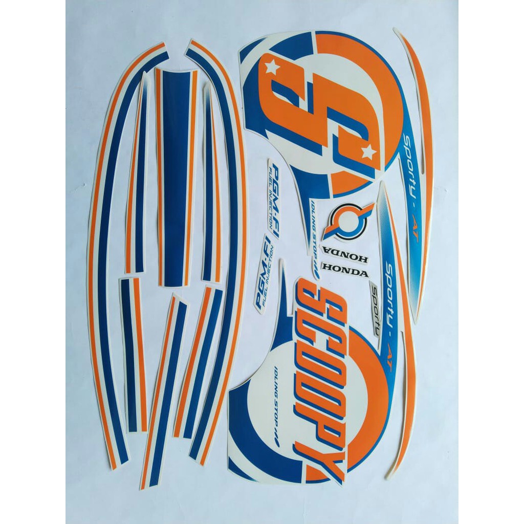 stiker striping honda scoopy sporty 2015 putih cream