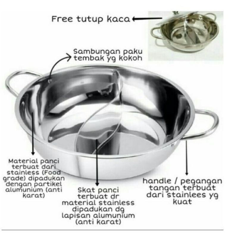 Panci Sekat Shabu / Suki Shabu Stainless Pot