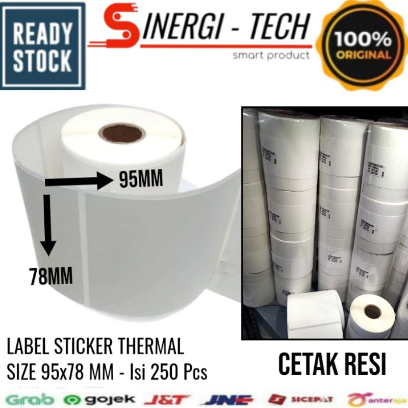 

LABEL STICKER THERMAL SIZE 78x95mm CETAK RESI - ISI 250 Pcs WHITE WITH GAP