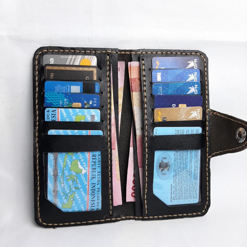 Dompet Kulit Sapi Asli Motif Kulit Buaya Casual Black Brown Dark Premium Garut