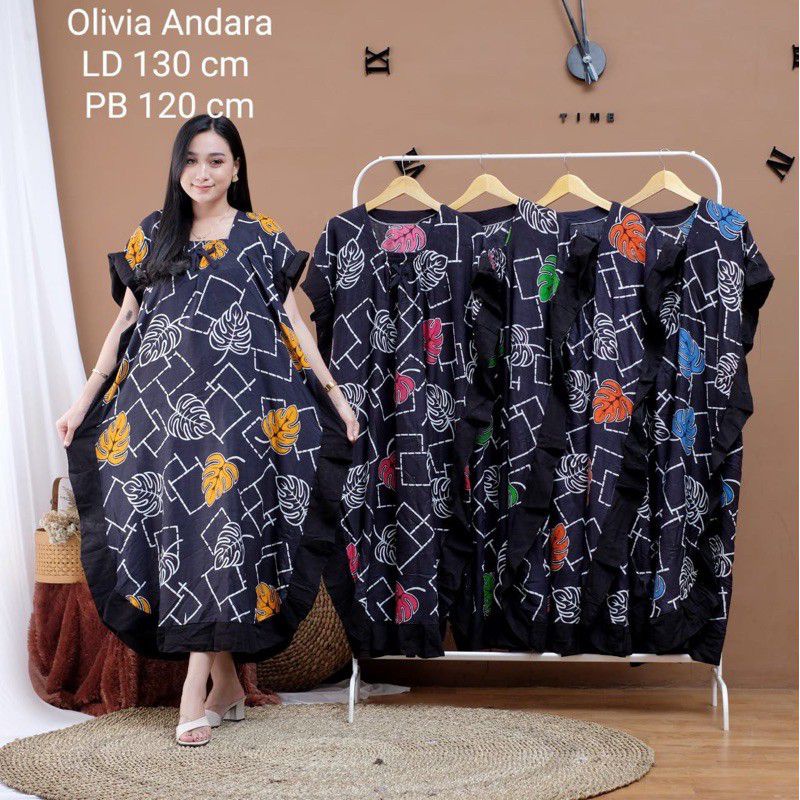 Daster jumbo Olivia ANDARA daun lowo kelelawar rempel