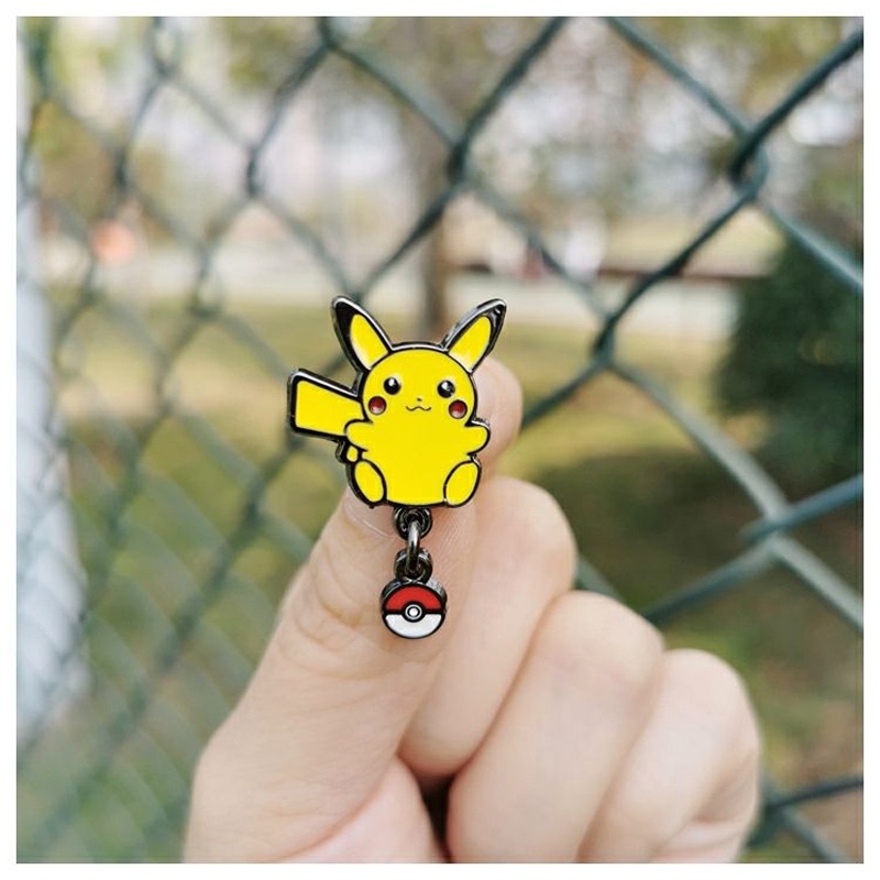 Kartun cute Japanese gaya Pikachu bros Pokémon sweater pin perempuan cardigan gesper beberapa akseso