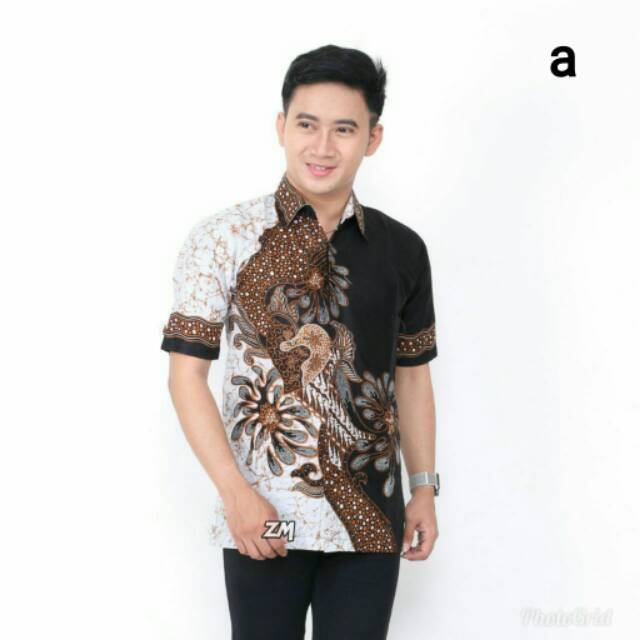 Hem Katun Baju Pria Batik Hitam Putih / Batik Pria / Hem Batik / Kemeja Tangan Pendek