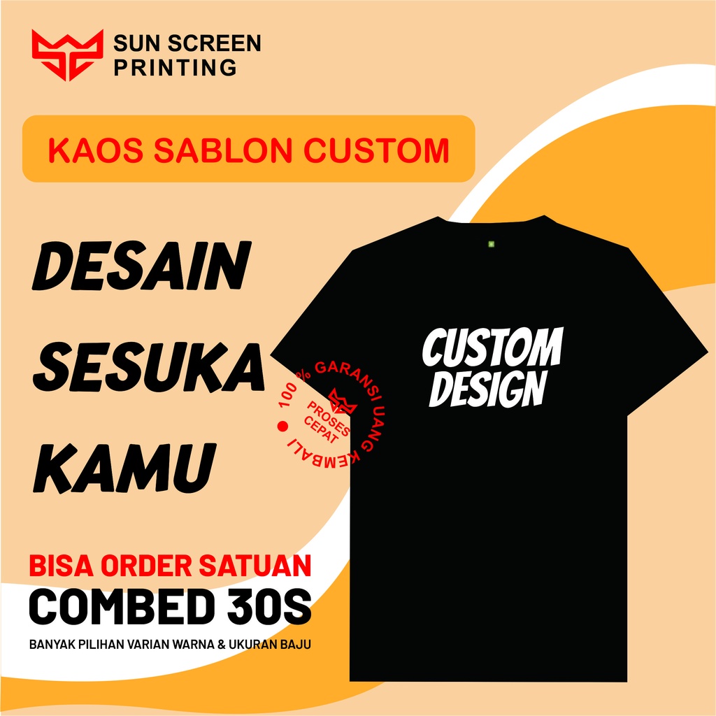 Kaos Custom Sablon Nama Satuan - Combed 30s