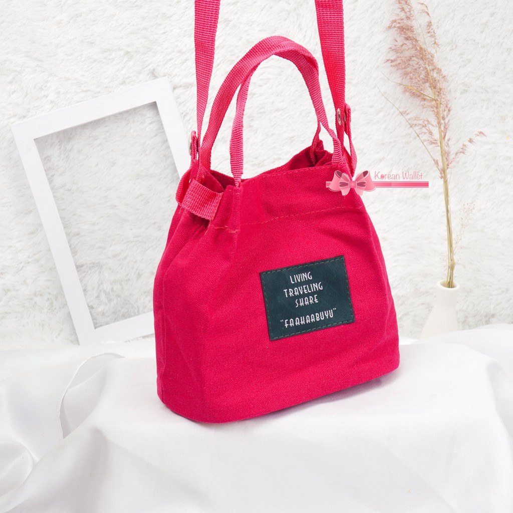 Totebag Wanita Mini Tote Bag Living Traveling Tas Selempang Kanvas