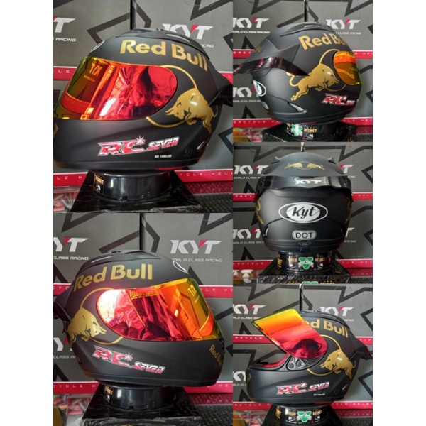 KYT HELM RC7 FULL FACE HITAM DOFF+VISOR IRIDUM+SPOILER PAKET GANTENG