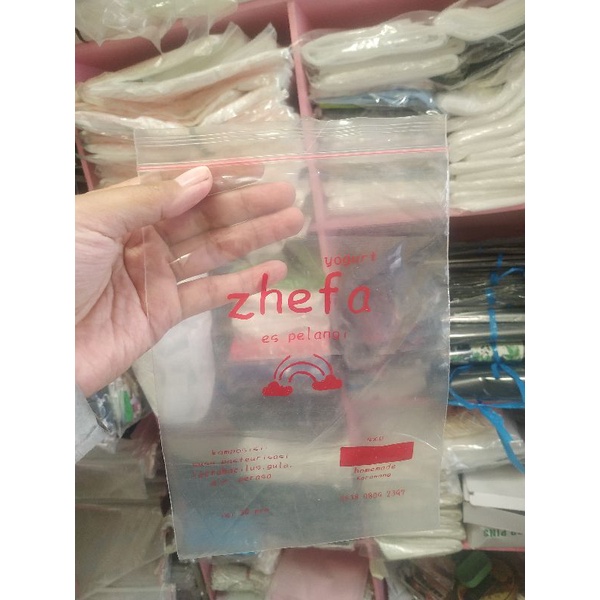 Plastik klip hijab sablon Zipper ziplock 16x25cm custom murah sablon cetik sekitar 500pcs