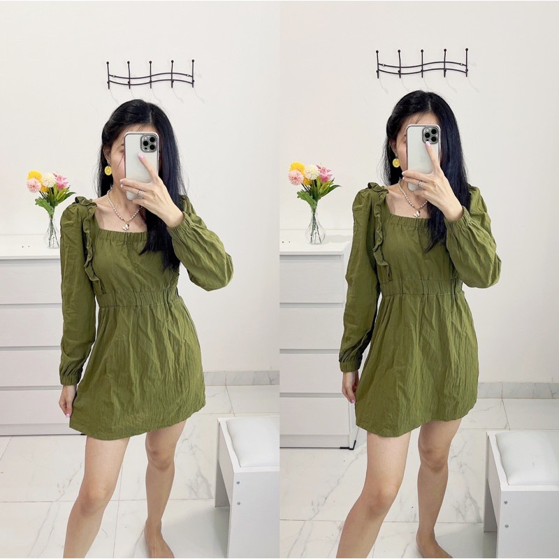 dress polos wanita bkk murah ,dress mini army lengan panjang.dres katun linen import bkk produks.