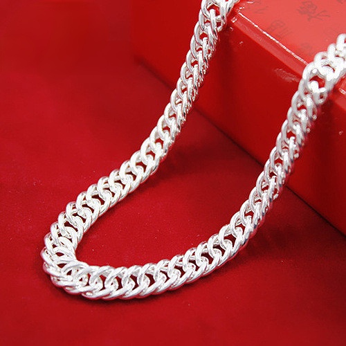 Kalung Rantai Klavikula Bahan Stainless Steel Warna Silver Untuk Pria