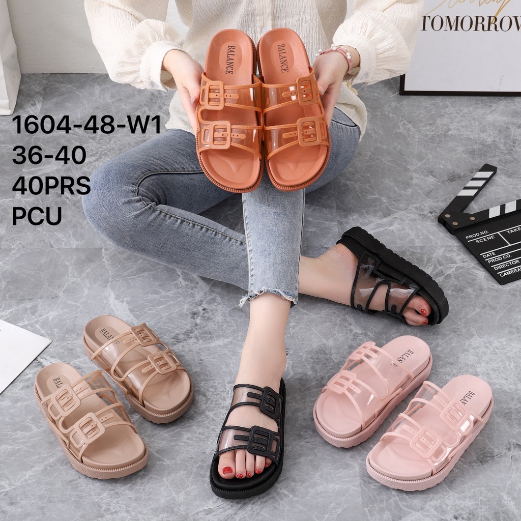 Sandal wanita wedges 1604-48 transparan ban2 gesper BLC